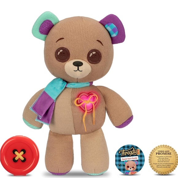 Adorable Plush “Thready” Bear Toy with Purple and Teal Accents - Picture 8 of 17